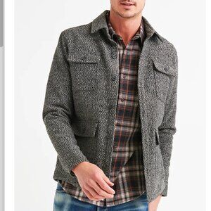 Lucky Brand Grindle Four Pocket Jacket Mens Large Gray Black Wool Blend Utility